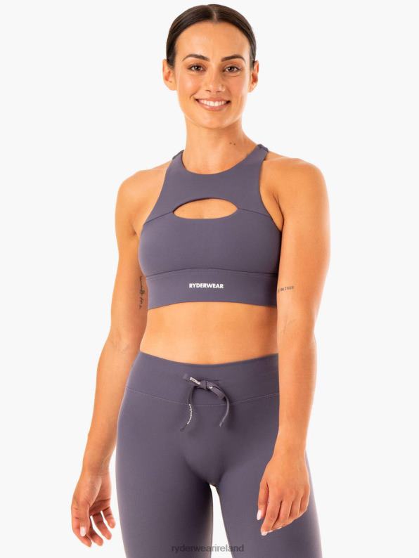 Ryderwear Replay Cut Out Sports Bra Charcoal Women Clothing 4Z2T355