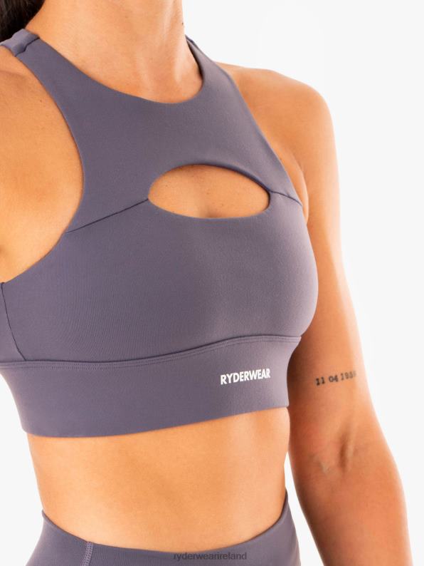 Ryderwear Replay Cut Out Sports Bra Charcoal Women Clothing 4Z2T355