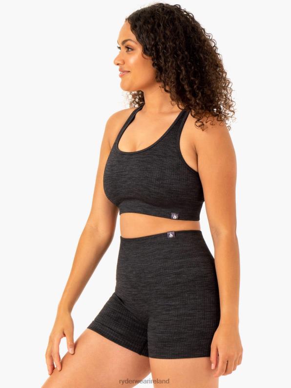 Ryderwear Rib Seamless Sports Bra Black Marl Women Clothing 4Z2T362