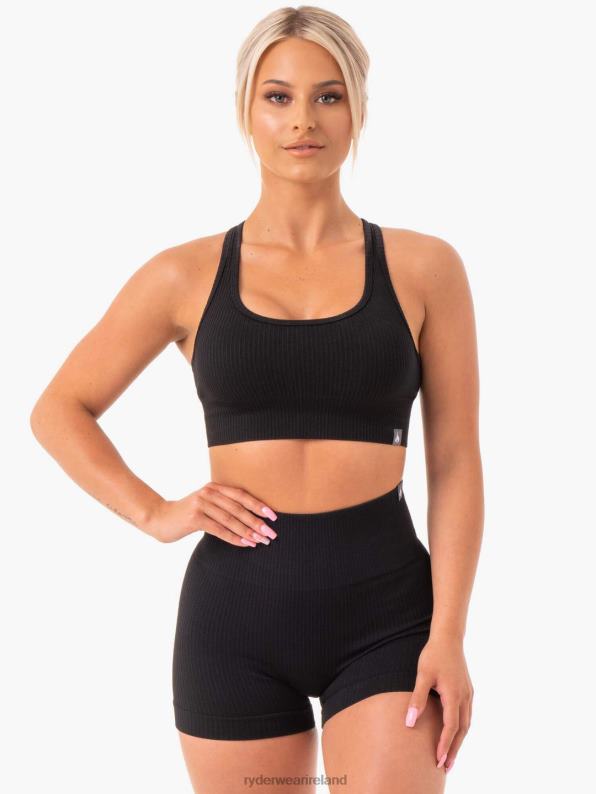 Ryderwear Rib Seamless Sports Bra Black Women Clothing 4Z2T438