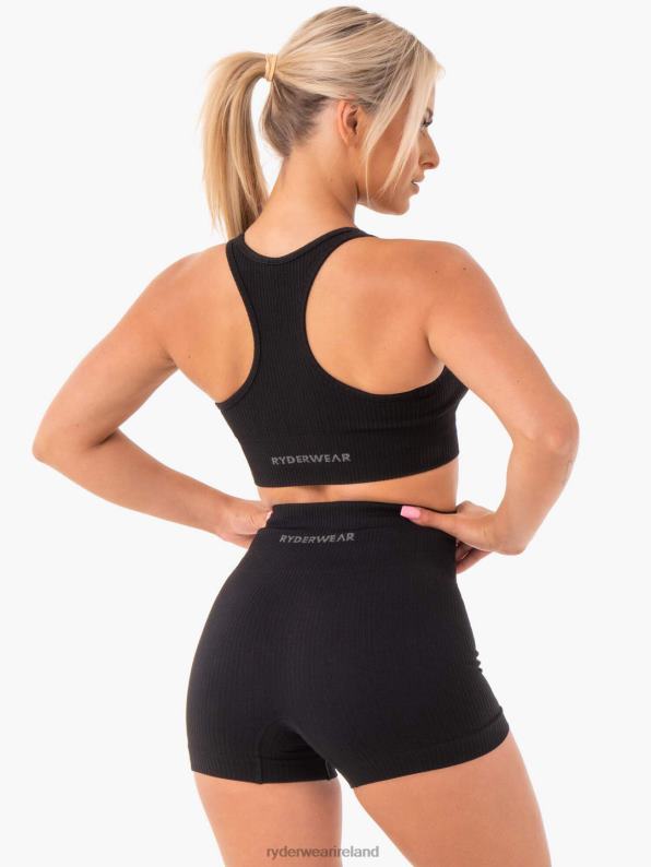 Ryderwear Rib Seamless Sports Bra Black Women Clothing 4Z2T438