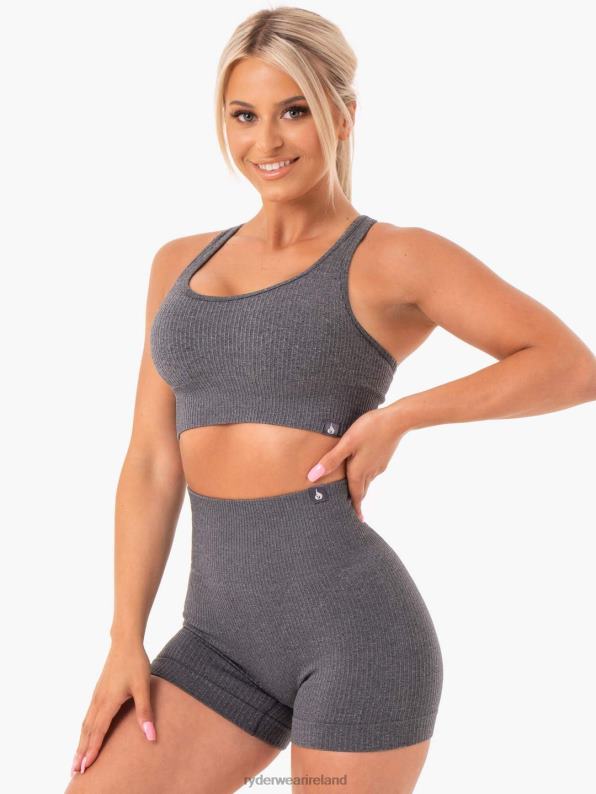 Ryderwear Rib Seamless Sports Bra Charcoal Marl Women Clothing 4Z2T437