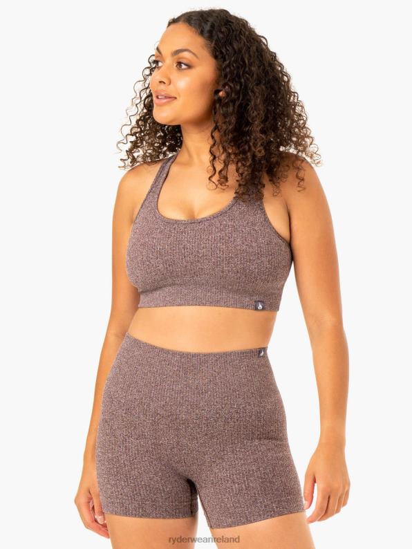 Ryderwear Rib Seamless Sports Bra Chocolate Marl Women Clothing 4Z2T359