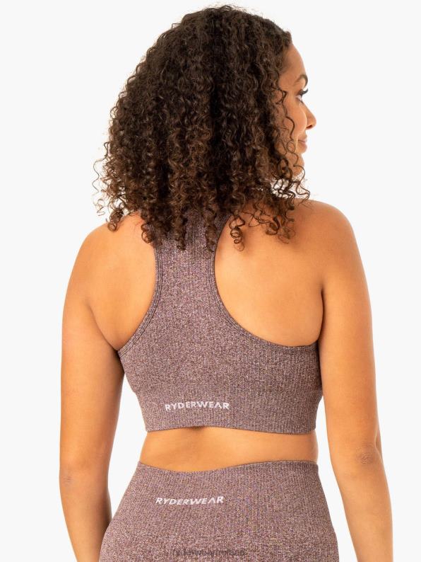 Ryderwear Rib Seamless Sports Bra Chocolate Marl Women Clothing 4Z2T359