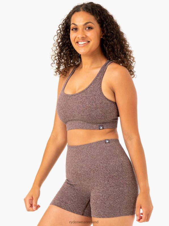 Ryderwear Rib Seamless Sports Bra Chocolate Marl Women Clothing 4Z2T359