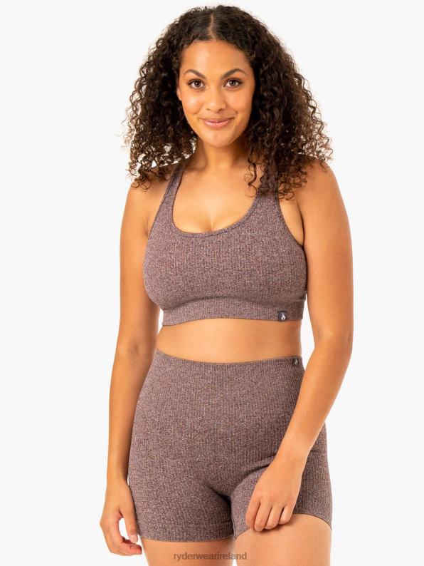 Ryderwear Rib Seamless Sports Bra Chocolate Marl Women Clothing 4Z2T359
