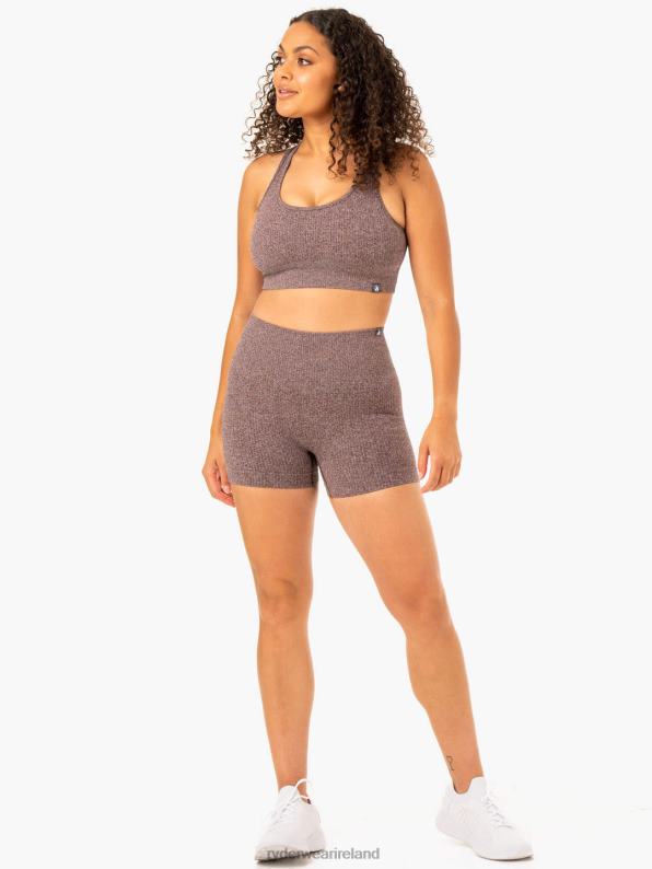Ryderwear Rib Seamless Sports Bra Chocolate Marl Women Clothing 4Z2T359