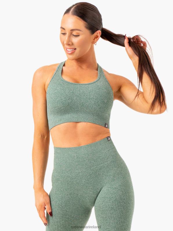 Ryderwear Rib Seamless Sports Bra Green Marl Women Clothing 4Z2T361