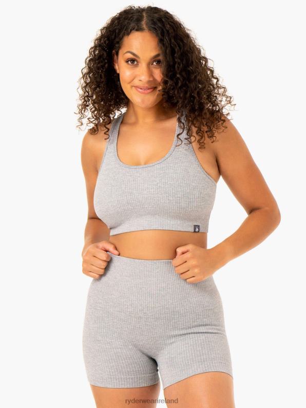 Ryderwear Rib Seamless Sports Bra Light Grey Marl Women Clothing 4Z2T360