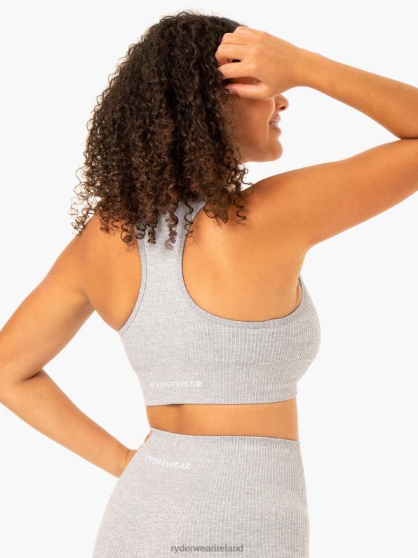 Ryderwear Rib Seamless Sports Bra Light Grey Marl Women Clothing 4Z2T360