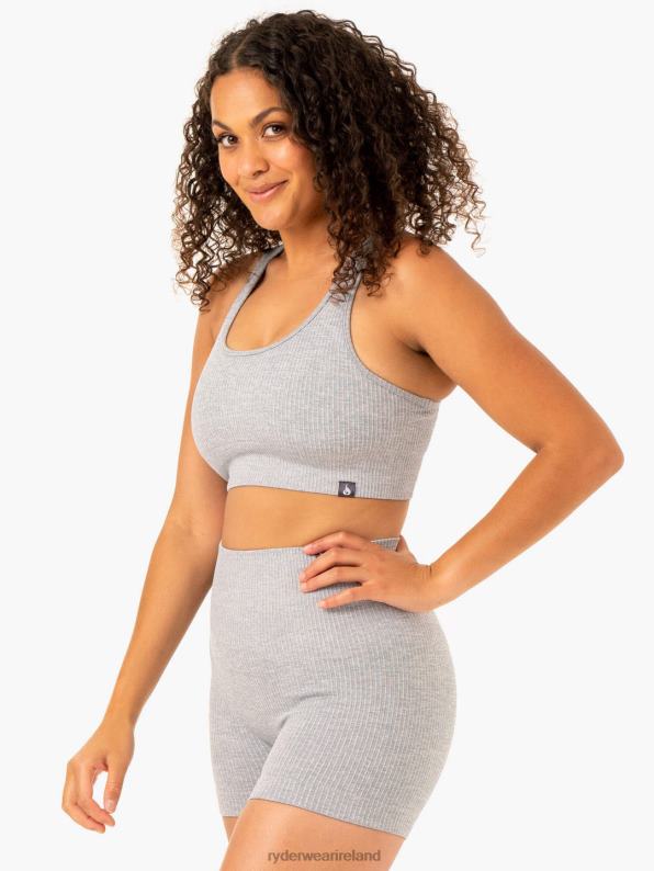 Ryderwear Rib Seamless Sports Bra Light Grey Marl Women Clothing 4Z2T360