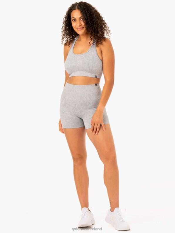 Ryderwear Rib Seamless Sports Bra Light Grey Marl Women Clothing 4Z2T360