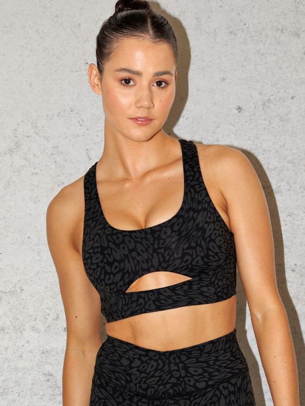 Ryderwear Rotation Sports Bra Black Leopard Women Clothing 4Z2T311
