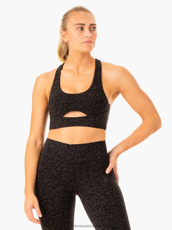 Ryderwear Rotation Sports Bra Black Leopard Women Clothing 4Z2T311