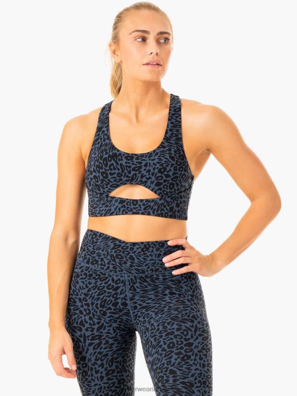 Ryderwear Rotation Sports Bra Navy Leopard Women Clothing 4Z2T310