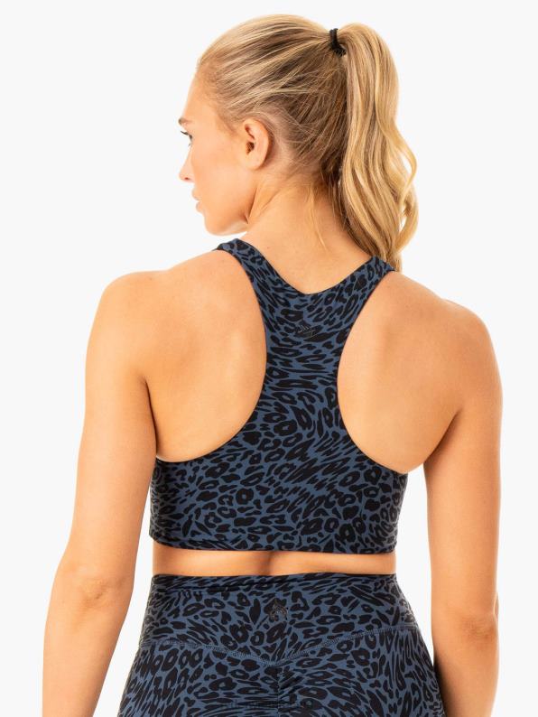 Ryderwear Rotation Sports Bra Navy Leopard Women Clothing 4Z2T310