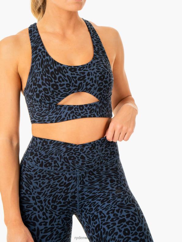 Ryderwear Rotation Sports Bra Navy Leopard Women Clothing 4Z2T310