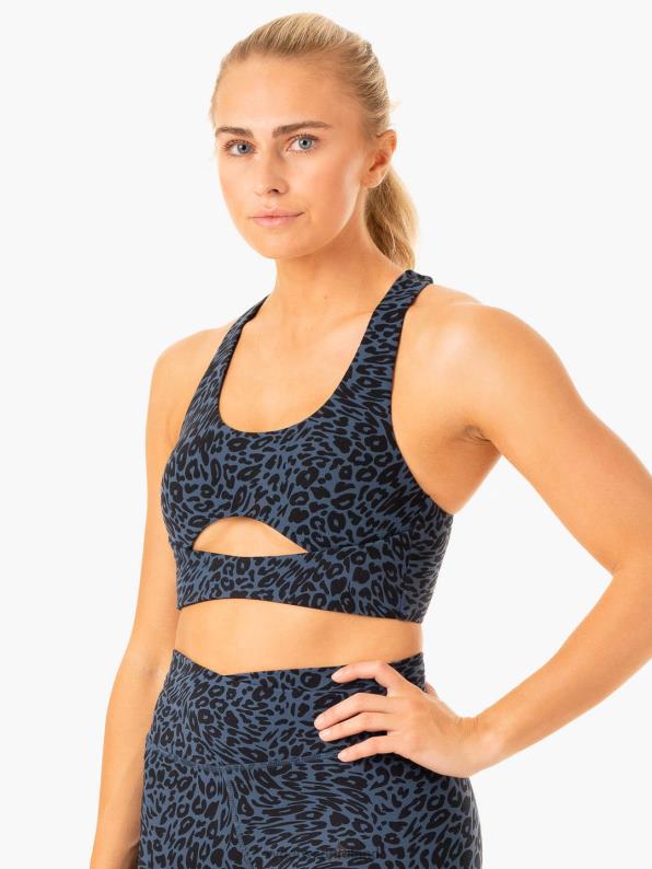 Ryderwear Rotation Sports Bra Navy Leopard Women Clothing 4Z2T310