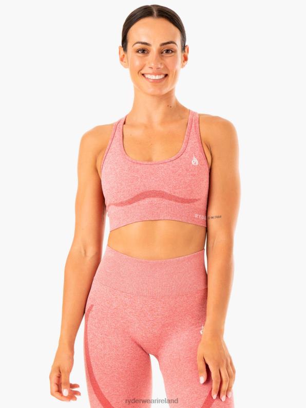 Ryderwear Sculpt Seamless Racer Back Sports Bra Pink Marl Women Clothing 4Z2T344