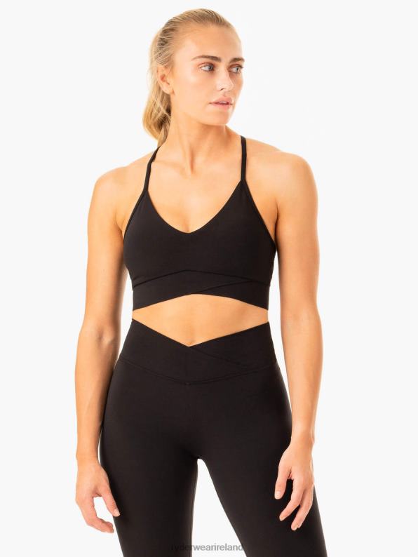 Ryderwear Serene Cross Over Sports Bra Black Women Clothing 4Z2T314