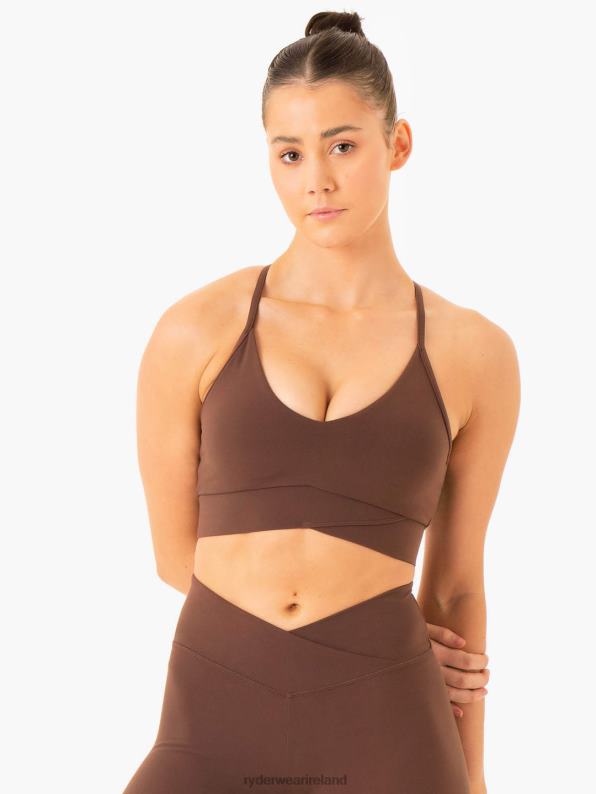 Ryderwear Serene Cross Over Sports Bra Chocolate Women Clothing 4Z2T313