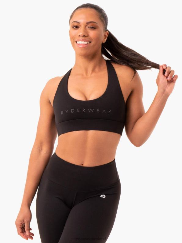 Ryderwear Staples Cross Over Sports Bra Black Women Clothing 4Z2T390
