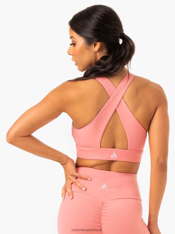 Ryderwear Staples Cross Over Sports Bra Rose Pink Women Clothing 4Z2T389