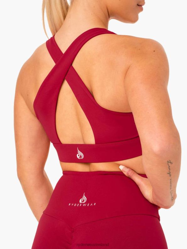 Ryderwear Staples Cross Over Sports Bra Wine Red Women Clothing 4Z2T387