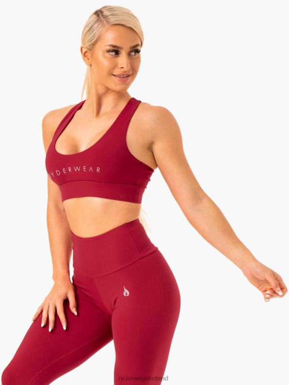 Ryderwear Staples Cross Over Sports Bra Wine Red Women Clothing 4Z2T387