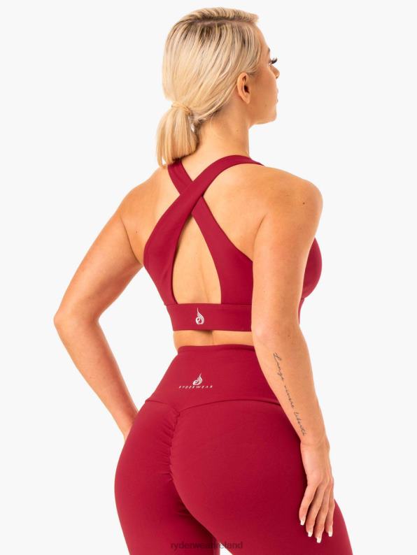 Ryderwear Staples Cross Over Sports Bra Wine Red Women Clothing 4Z2T387