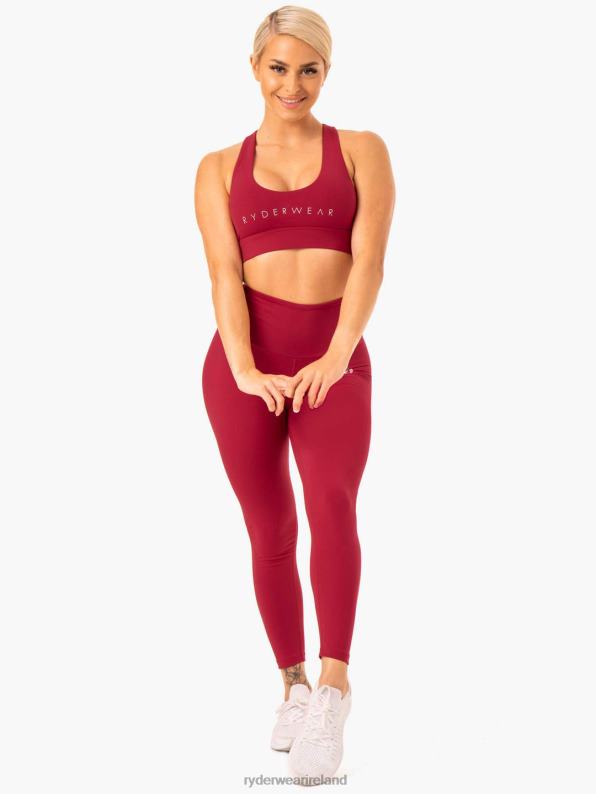 Ryderwear Staples Cross Over Sports Bra Wine Red Women Clothing 4Z2T387