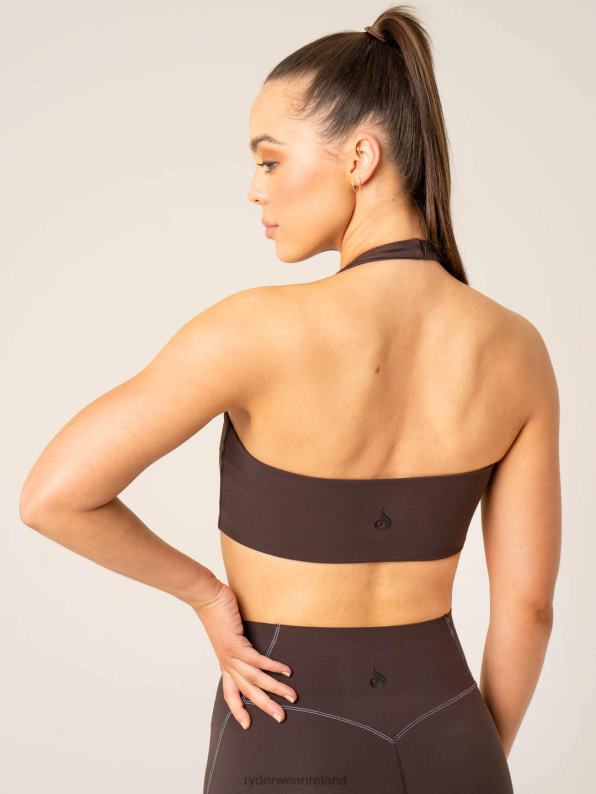 Ryderwear Stride Halter Sports Bra Chocolate Women Clothing 4Z2T225