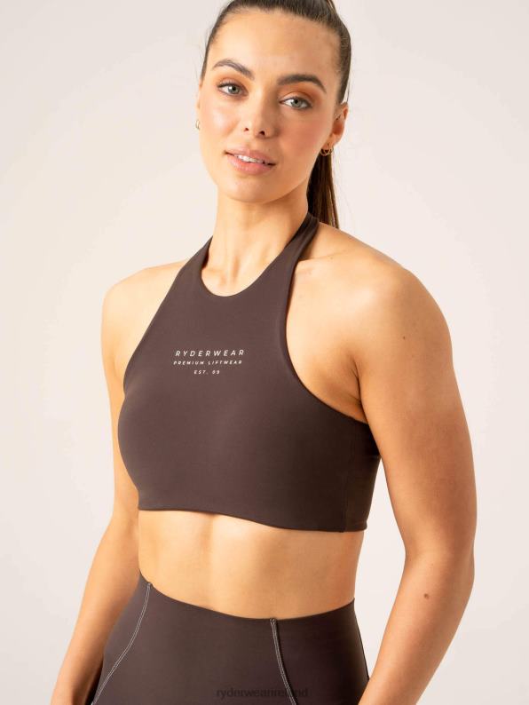 Ryderwear Stride Halter Sports Bra Chocolate Women Clothing 4Z2T225