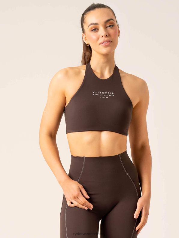 Ryderwear Stride Halter Sports Bra Chocolate Women Clothing 4Z2T225
