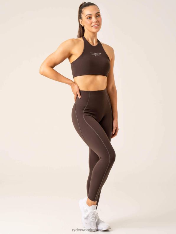 Ryderwear Stride Halter Sports Bra Chocolate Women Clothing 4Z2T225