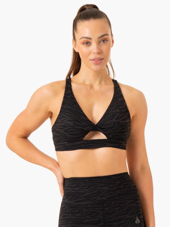 Ryderwear Transform Twist Sports Bra Black Zebra Women Clothing 4Z2T282