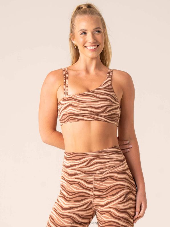 Ryderwear Unstoppable One Shoulder Sports Bra Mocha Zebra Women Clothing 4Z2T248