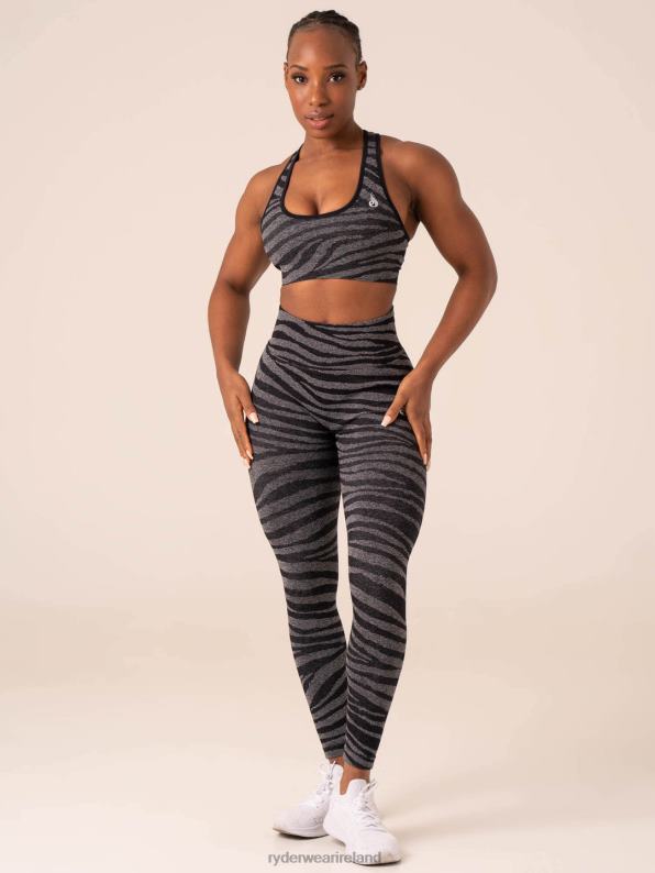 Ryderwear Zebra Seamless Sports Bra Grey Marl/Black Zebra Women Clothing 4Z2T203