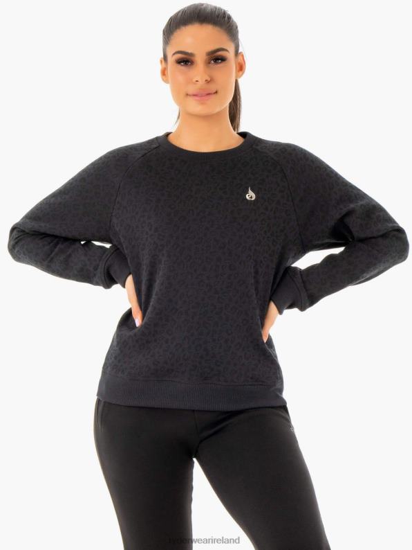 Ryderwear Adapt Boyfriend Sweater Black Leopard Women Clothing 4Z2T1034
