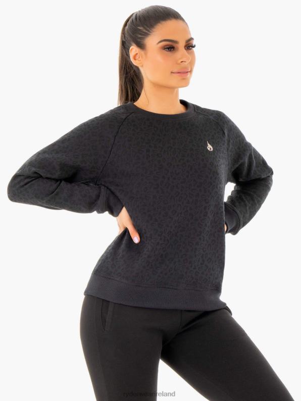 Ryderwear Adapt Boyfriend Sweater Black Leopard Women Clothing 4Z2T1034