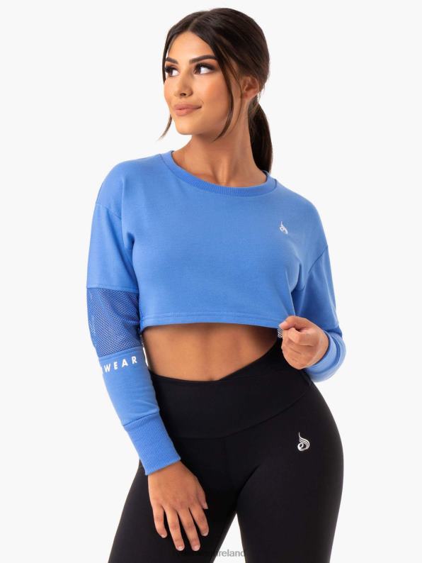 Ryderwear Amazon Mesh Cropped Sweater Blue Women Clothing 4Z2T1017