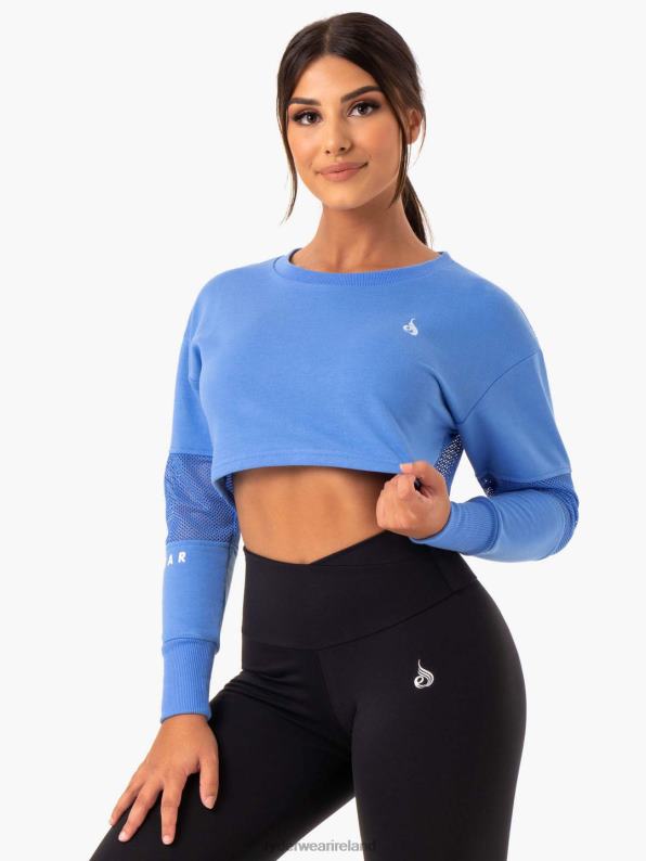 Ryderwear Amazon Mesh Cropped Sweater Blue Women Clothing 4Z2T1017