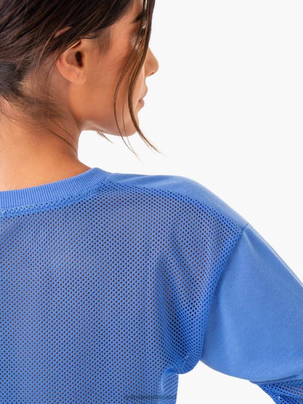 Ryderwear Amazon Mesh Cropped Sweater Blue Women Clothing 4Z2T1017