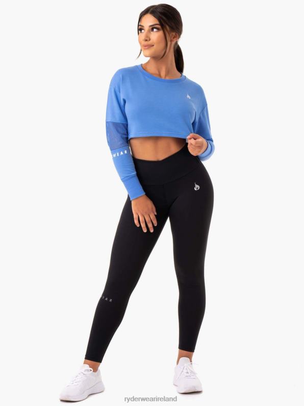 Ryderwear Amazon Mesh Cropped Sweater Blue Women Clothing 4Z2T1017
