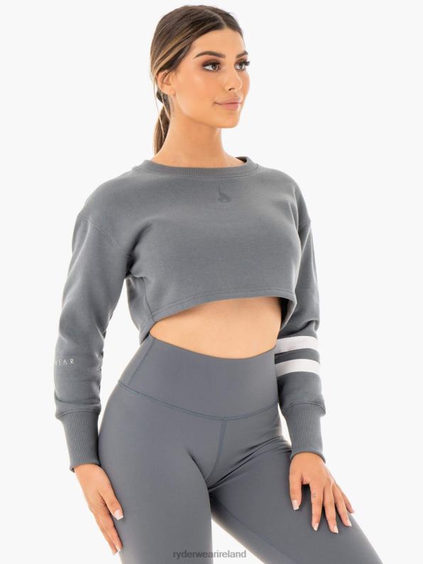Ryderwear Motion Cropped Sweater Charcoal Women Clothing 4Z2T1043