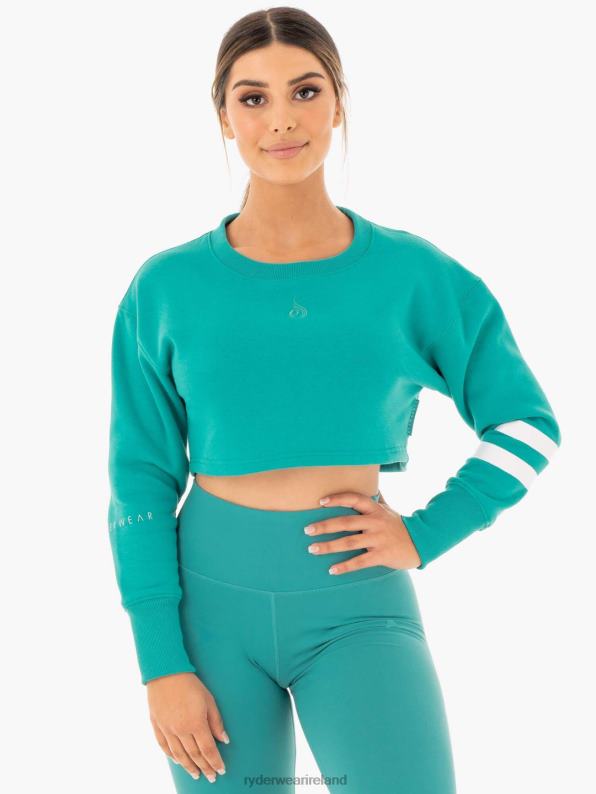 Ryderwear Motion Cropped Sweater Teal Women Clothing 4Z2T1044