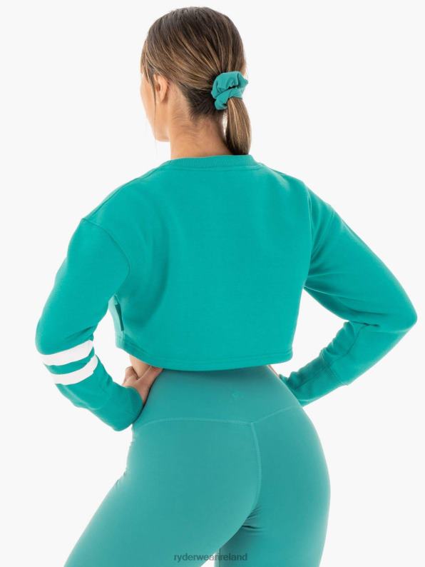 Ryderwear Motion Cropped Sweater Teal Women Clothing 4Z2T1044