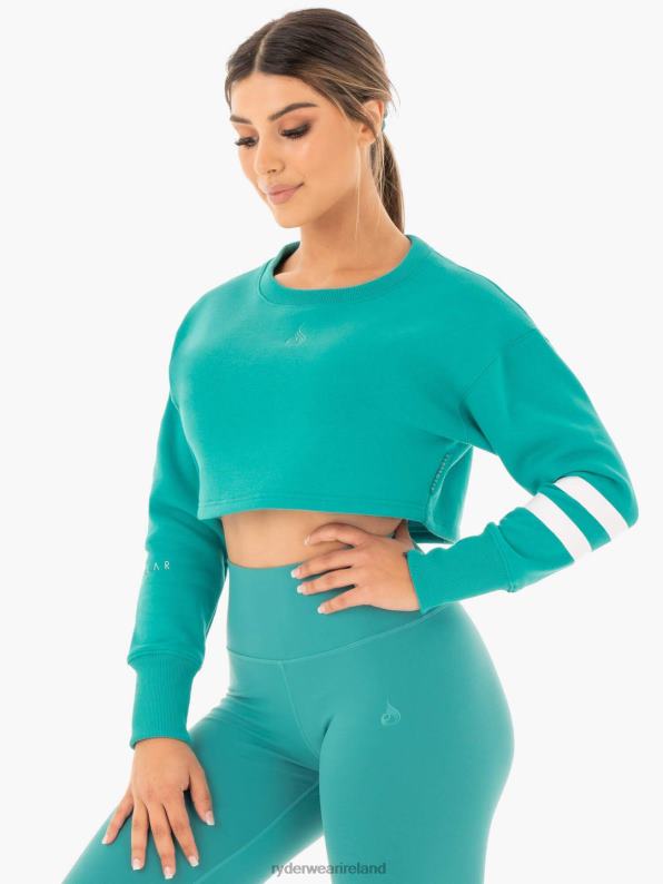 Ryderwear Motion Cropped Sweater Teal Women Clothing 4Z2T1044