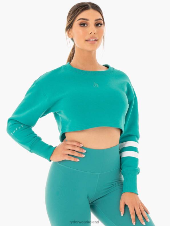 Ryderwear Motion Cropped Sweater Teal Women Clothing 4Z2T1044