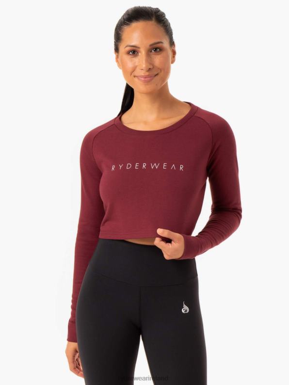 Ryderwear Staples Cropped Sweater Burgundy Women Clothing 4Z2T1021